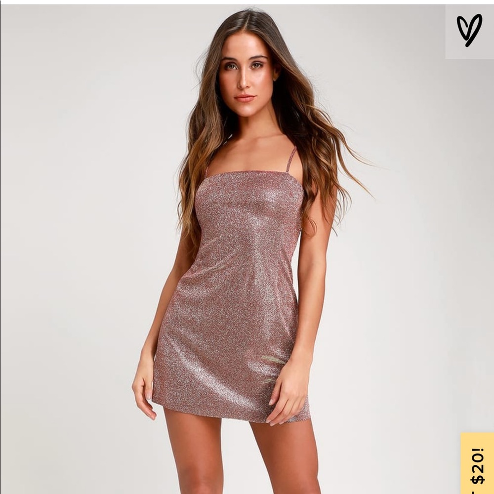LULUS GALAXY OF GLAM MAUVE SPARKLY MINI DRESS